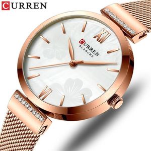 Curren relógios femininos simples moda relógio de quartzo senhoras relógio de pulso charme pulseira relógio de aço inoxidável relogios feminino 23236