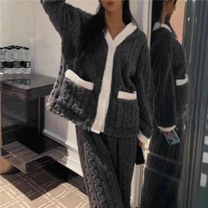 Women's Sleep Lounge WEIRDO Autumn Winter Women Pyjamas Sets Warm Flannel Thick Homewear Long Sleeve Cartoon Sleepwear Female Pajamas Suit 231208