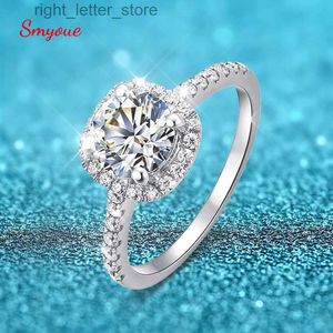 Z bocznymi kamieniami moissanit pierścienie 1ct 2ct 3ct genialne diamentowe pierścionki zaręczynowe halo dla kobiet dziewczęta obiecują prezent srebrny biżuteria YQ231209