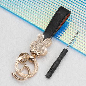 Creative diamond rabbit key chain men women exquisite lovely bag pendant beautiful party gift black car key chain