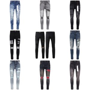 Calças de brim roxas designer homens jeans de grife para homens mulheres calças roxas marca verão buraco novo estilo bordado auto cultivo e pés pequenos moda tamanho 30-40