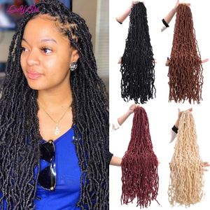 Sentetik peruklar nu faux locs tığ işi saç 36 inç 24 iplikçikler sahte locs yumuşak tanrıça örgüsü dreadlocks saç saçları Siyah kadınlar için 170g 231208