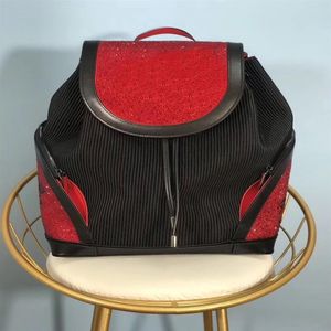 Real Leather Handbags High Quality men women School bag famous Rivet redbottom Backpack Designer lady Bags Boy Girl back pack260Q
