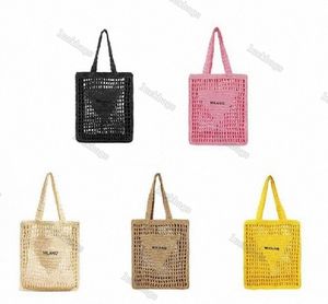 مصمم الأكياس الفاخرة حقائب الكتف النسائية العلامات التجارية Hollow Letters Raffia Straw Tote Paper Summer Fashion Women Handbag Beach Totes Q7MC#