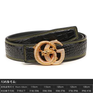 Men's belt designer luxury diamond letter leather smooth buckle inlaid with diamond crocodile leather fashionable casual belt genuine belt