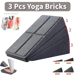 Yoga blockerar 3 datorer Yoga Bricks Squat Wedge Blocks Slant brädor Justerbara icke-halkfotbår för träning Yoga Fitness Gym Tillbehör 231208