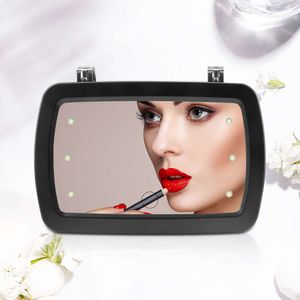 Nya baby Tillbehör bilspegel med LED-lampor Makeup Sun-skuggande Vanity Cosmetic Mirror With Clip Touch Screen Make Up Mirror