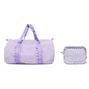 Torby DUFFEL TORBY Zestaw Pink Ruffer Ruffle Duffle z kosmetyką dla dziewcząt Torebka Women Wash Women torebka 103