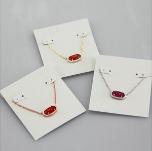 Hänge halsband halsband rött glas sten real 18k guld pläterade dinglar glitter smycken brev gåva med damm väska2605524
