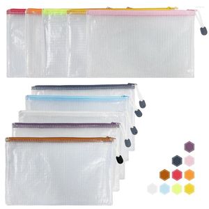 BROCT CACES 10st Mesh Zipper Pouch Document Bag Waterproof Zip File Folers A4 A5 A6 School Office Supplies Pencil Case Storage Påsar