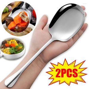 Cucchiai 2 PZ Grande Cucchiaio In Acciaio Inox Cucchiai Manico Lungo Rotondo Casa Pubblico Scoop Posate Utensili Da Cucina Stoviglie Da Cucina