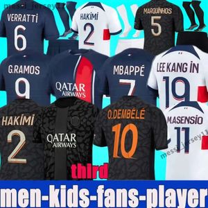 23/24 Mbappe Soccer Jerseys Wijnaldum Sergio Hakimi Psgs Maillots de vuxna och barn fotbollströja skjorta icardi verratti tredje o.dembele