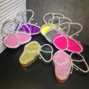 Kvällspåsar Kvinnor Fjäril Kvällspåse Pink/Yellow Crystal Clutches Purses Bling Wedding Party Handväskor Cocktail Shoulder Bags Minaudiere 231208