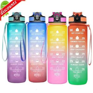 Upgrade 1 Liter Water Bottle Motivational Sport Water Bottle Leakproof Drinking Bottles Outdoor Travel Gym Fitness Jugs for Kitchen