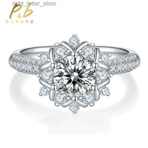 サイドストーン付きPabang Classic Jewelry 925 Sterling Silver 6.5mm Moissanite Diamond Ring for Women Anniversary Engagement Gift FreeShipping YQ231209