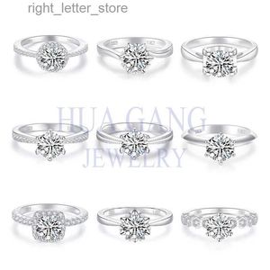 With Side Stones 1ct Moissanite Engagement Rings for Women 925 Sterling Silver Round Moissanite Ring Anniversary Wedding Ring Promise Rings YQ231209