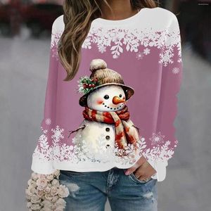 Kobiety bluzy damskie snowman drukowano jesień i zimowe Boże Narodzenie okrągła szyja długi rękaw słodka bluza duży sweter