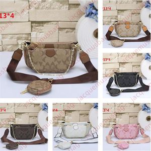 Designer 3-pc väska coa kvinnor multi pochette tillbehör axel crossbody väskor lyx läder kedja koppling plånbok hobo purses mode dam messenger påse