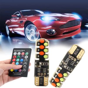 New T10 w5w RGB LED Bulb 12SMD COB canbus 194 168 Car With Remote Controller Flash Strobe Reading Wedge Light Clearance lights