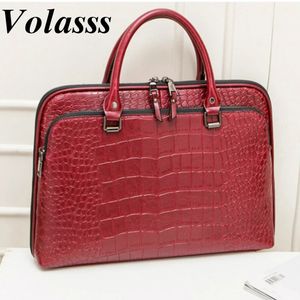 Briefcases Fashion Women's PU Leather Briefcase For 133" 141 Inch Laptop Handbag Girls Shoulder Bags Woman Work Office Handbags 231208