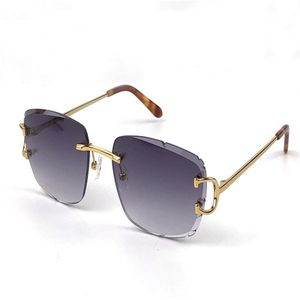 Fashion design sunglasses 0112 retro frameless crystal irregular cut surface frame popular retro style uv400 lens top quality prot237j