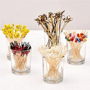 Garfos 100 pcs Descartável Garfo de Bambu Torcido Festa Buffet Frutas Sobremesas Cocktail Sanduíche Stick Pick Skewer Cartoon