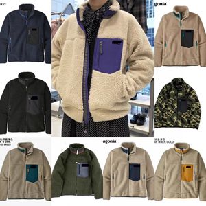 Designer Patagonis mode tröjor bokstäver män kvinnor förlorar casual stativ krage lamm kashmir polar fleece jacka klassiska retro kappa par modeller