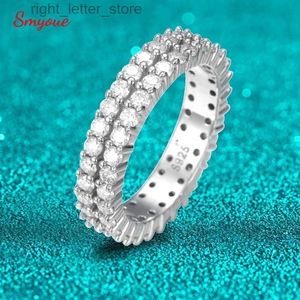 With Side Stones Smyoue 2/3mm Real Moissanite Ring for Women Double Halo Full Enternity Wedding Band S925 Sterling Silver Couple Bridal Sets GRA YQ231209