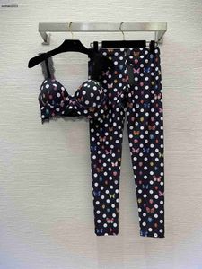 Varumärke Kvinnor Tracksuit Designer Kläder Womens Summer Yoga Set Fashion Polka Dot Animal Print Girl Suspender Tops Leisure Ladies Leggings 09 december