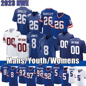 5 Kayvon Thibodeaux Saquon Barkley Maglie da calcio personalizzate Daniel Jones Dexter Lawrence II Taylor Deonte Banks Jalin Hyatt Xavier McKinney Maglia 4XL