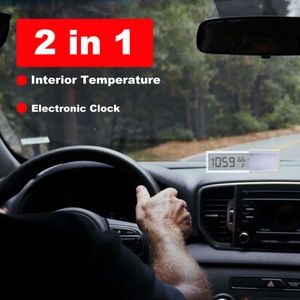 Neue Auto Digitaluhr LCD Display Sucker Typ 2 In 1 Uhr Thermometer Transparent Tragbare Auto Innen Ornament Auto Zubehör