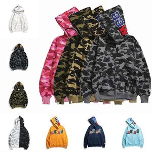 Shark Hoodies Mens Womens Fashion Men Deisigners Hoody Stylist Cartoon Sharks Printing Ape Jacket Man High1 Qual Wholesale 2 Pieces 10% Dicount C