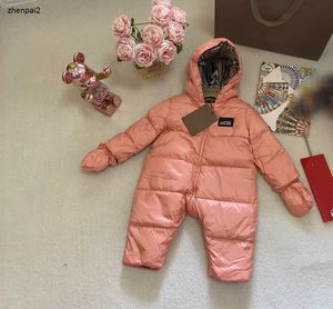 Lyxig nyfödd baby Jumpsuit White Duck Down Kids Designer Kläder Size 66-90 Hooded Boy Girl Overcoat and Glove Dec05