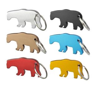 Bear Aluminum Alloy Beer Bottle Opener Keychain Key Tag Chain Ring Accessories Wholesale