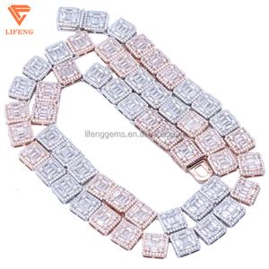 Lifeng Jewelry Hot Style Luxury Iced Out Moissanite Cuban Chain Two Tone Silver Pass Diamond Tester Letter Cuban Necklace Chain