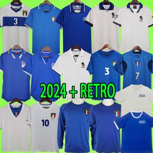 Retro Itália Futebol Jerseys 1979 1982 1988 1990 1994 1996 1998 2000 2002 2004 2006 Camisa de Futebol Italia Uniforme Mens Kit Goleiro BUFFON MALDINI DEL PIERO TOTTI 20 21