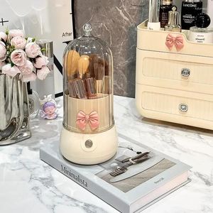 Scatole portaoggetti Porta pennelli per trucco rotanti con coperchio Contenitore cosmetico per rossetto antipolvere Vanity Organizer per trucco di lusso