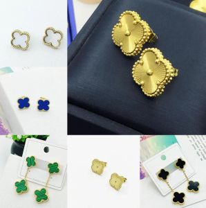 Fashion Vintage 4/Four Leaf Clover designer earring Silver 18K Gold Plated for Women Titanium Stainless Steel Wedding Jewelry Gift wholesale