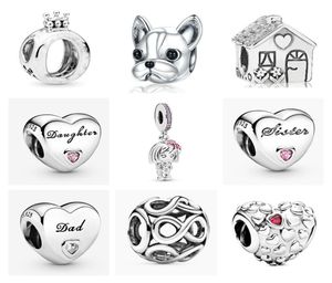 Ny populära 925 Sterling Silver Charm Crown Pet Dog House DIY PEADS Lämpliga för primitiva armband Kvinnors smycken Fashion Accessories1620582