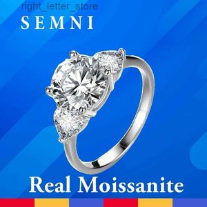 Med sidogenar Semni US Size 3.0CT Moissanite Diamond Ring for Women 925 Sterling Silver Förlovningsring bröllopslöfte Band Fine Jewelry YQ231209