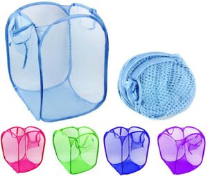 Vikbar nät tvättkorg klädlagring leveranser pop -up tvättar tvättkorg bin hamper mesh förvaring väska sn29588883531