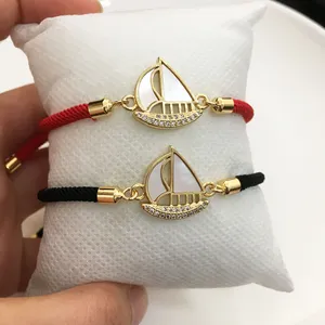 1 pçs mão tecido ajustável corda charme veleiro pulseira para mulheres sucesso sorte corda nó vermelho preto jóias presente amigo presente