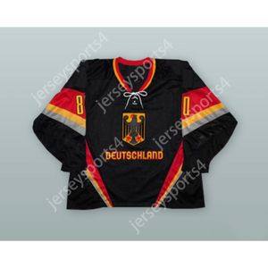 Anpassad Robert Muller 80 Germany National Team Black Hockey Jersey New Top Stitched S-M-L-XL-XXL-3XL-4XL-5XL-6XL