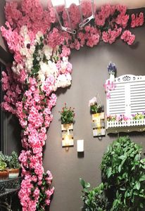 Sztuczne wiśniowe drzewo różowe Sakura Branch Silk 120cm DIY Artificial Flowers Floral Wall Dekoracja ślubna Dekoracja zewnętrzna 9954790