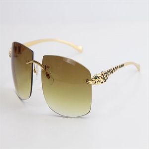 Rimless klasik model metal leopar serisi güneş gözlükleri moda yüksek kaliteli gözlükler büyük kare güneş gözlükleri erkek ve fem274z