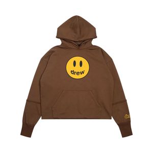 Kvinnors hoodies tröjor drog leende ansikte bruna plysch hoodie män och kvinnor hög gata lös pullover skadad hem tröja kappa par trend