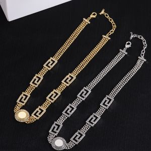 Beauty Head Water Diamond Necklace Bracelet Earrings Brass Material European and American Style Necklace Bangle Ear Stud jewelry Gift MN13 --01