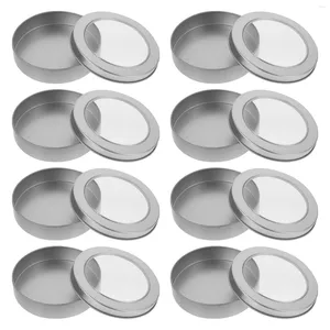 Förvaringsflaskor metall tennburk 10pcs runda container godis kakhållare klart lock återfyllningsbara mini objekt containrar smycken sundrie arrangör