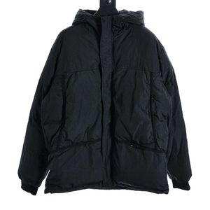 공식 웹 사이트 Stone Down Jacket FW23 금속 나일론 시리즈 단색 후드 두꺼운 다운 재킷