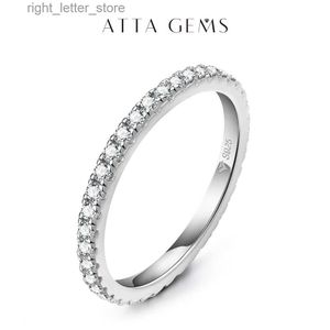 With Side Stones ATTAGEMS Solid 925 Sterling Silver Rings for Women Moissanite Full Eternity Wedding Band Engagement Wedding Ring Fine Jewelry YQ231209